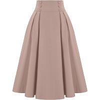 ZANZEA Falda Larga Sólida Para Mujer Vintage Cintura Alta Plisada Estilo Verano Primavera A-line Con Botones Maxi Faldas Formales Polyester - details 1