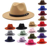 Sombrero De Paja Negra Para Hombres Y Mujeres Estilo Jazz Moda Casual Para Exteriores Primavera Verano Mezcla De Lana Y Poliéster - details 0