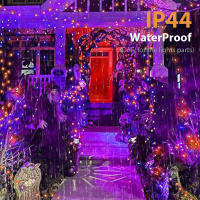 Cadenas De Luces De Halloween Con 600 LEDs 60M En Colores Naranja Y Morado 8 Modos Para Jardín Paredes De La Casa Y Fiesta De Navidad - details 0