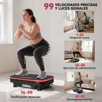 SPORTNOW Plataforma Vibratoria, 99 Velocidades, 3 Programas, Plataforma Vibración Muscular con Altavoz Bluetooth, Pantalla LED, Luces, Mando a Distancia, Bandas Elásticas, para Hacer Ejercicio en Casa - details 3