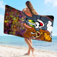 Toalla De Playa Curtoon T-Tom Y J-Jerry Microfibra Absorbente Rápida Secado Suave Yoga Natación Resort Montañismo Tamaño 76x182 Cm - details 4