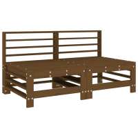 vidaXL Sofás centrales de jardín 2 uds madera maciza de pino Pino natural, Pino blanco, Pino gris Conjunto Terraza Muebles Jardín Exterior Juego de Muebles de jardín Mueble Jardín Exterior Muebles de Salon Exterior - details 3