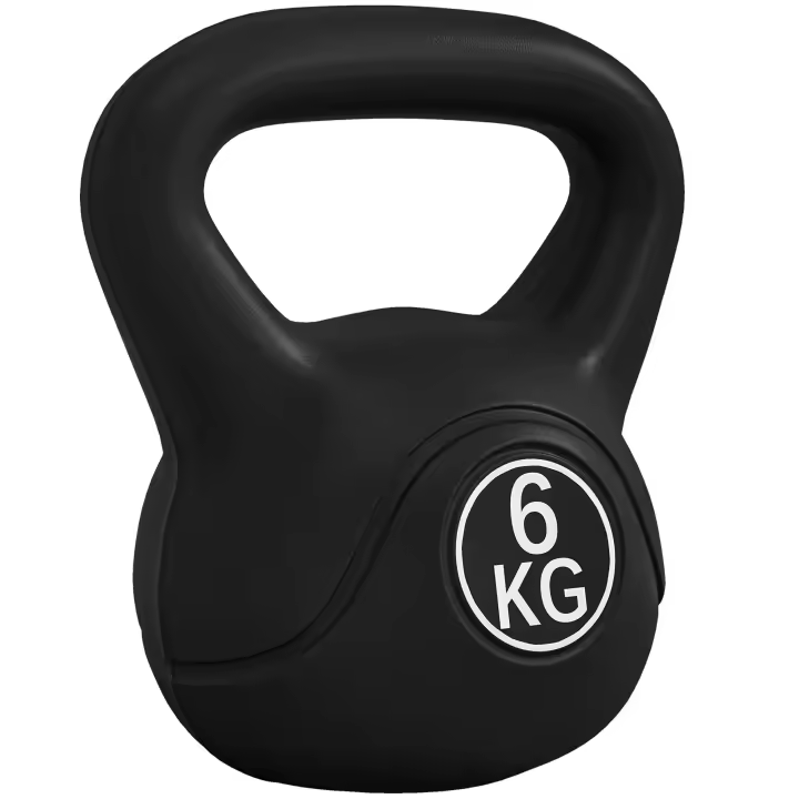 HOMCOM Pesa Rusa Kettlebell de Fiteness Relleno de Arena con Mango Ancho Antideslizante para Ejercicios y Entrenamiento en Casa y Gimnasio Negro - 1