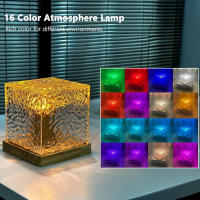Lámpara Nocturna Con Proyector De Agua Y 16 Colores Rotativos Luz De Flama Táctil Recargable Por USB Luz De Ambiente Rectangular - details 10