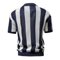 Camisa Polo Para Hombre AIOPESON Algodón 100% Con Agujeros Corta Mangas V-Neck Transparente Sexy Verano Casual Estilo Slim - details 3