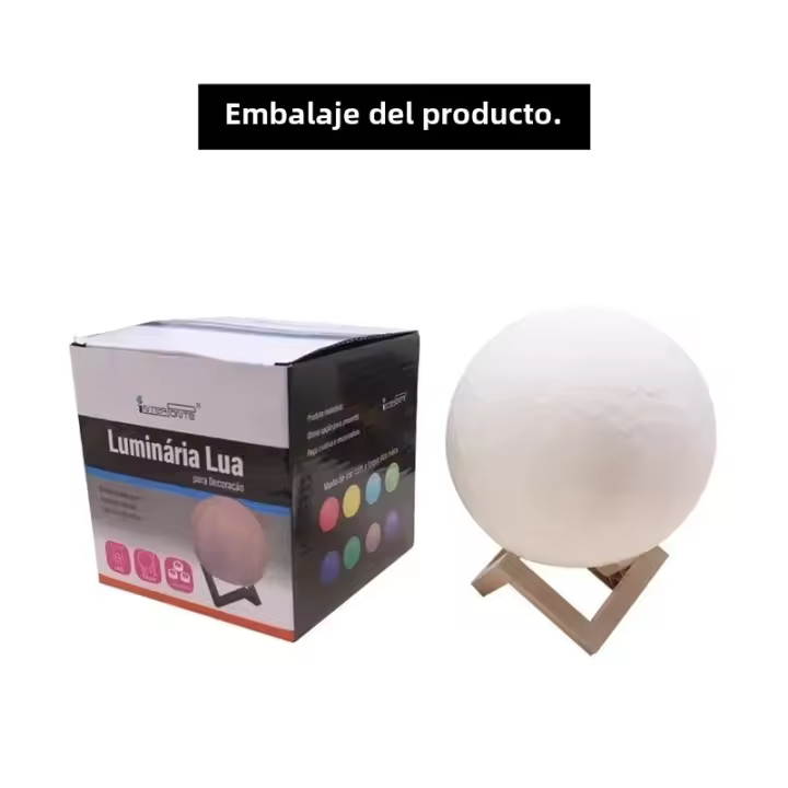 Lámpara De Luna LED 8cm Luz Nocturna Con Base Regalo Para Niños Decoración Para Dormitorio Luz Nocturna Con Estrellas - 1