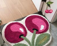 Alfombra De Puerta Con Diseño De Cereza Tufting Suave Y Gruesa Absorbente De Baño Y Cocina Alfombra De Entrada Para Sala De Estar Y Toilette - details 2