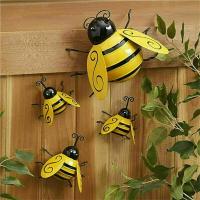 4PCS Adornos De Jardín Con Abeja De Metal Decoración Para Patio Y Exterior Estilo Artístico Accesorios Para Pared 2023 - details 1