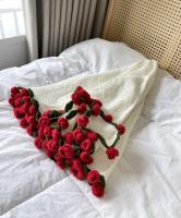 Manta De Rosas Terminadas En Crochet Suave De Acrílico Para Regalo De Día De La Madre Para Mamá Manta Para Sofa Y Cama - details 13