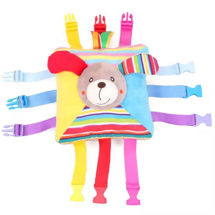 Juguetes educativos a juego con hebillas, letras y símbolos cognitivos de colores, juguetes de peluche de animales de dibujos animados - 1