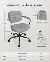 Silla Ergonómica de Escritorio con Reposabrazos Individuales - Silla Giratoria de Oficina con Inclinación y Altura Ajustable, Ideal para Dormitorio u Oficina - details 20