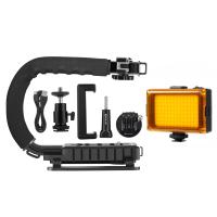 PULUZ-estabilizador de cámara SLR de mano en forma de C, soporte de agarre de mango de cámara DV portátil ABS con zapata fría, carga máxima: 3kg - details 6