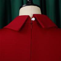 Vestido Elegante Para Oficina Para Mujer Profesional Con Cuello En V Y Diamantes Ajustado Silueta De Saco Midi Formal Vestido De Trabajo - details 9