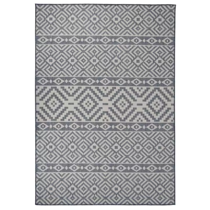 vidaXL Alfombra de exterior de tejido plano rayas azules 160x230 cm - 1
