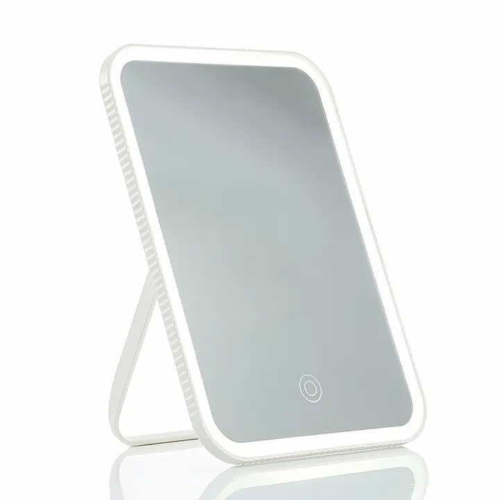 Espejo De Maquillaje LED Táctil Con 3 Modos De Luz Recargable USB Plegable Con Soporte Para Viaje Espejo De Cosméticos De Vidrio - 1