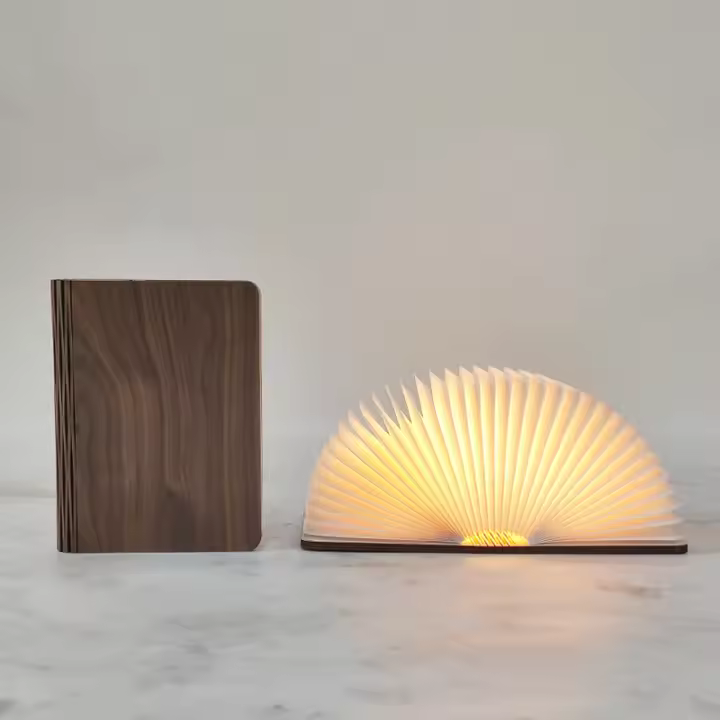 Lámpara De Lectura Creativa LED En Madera Con Luz Plegable USB Decoración De Habitación Para Niños Regalo De Cumpleaños Y Vacaciones Luz Nocturna Para Dormitorio - 1