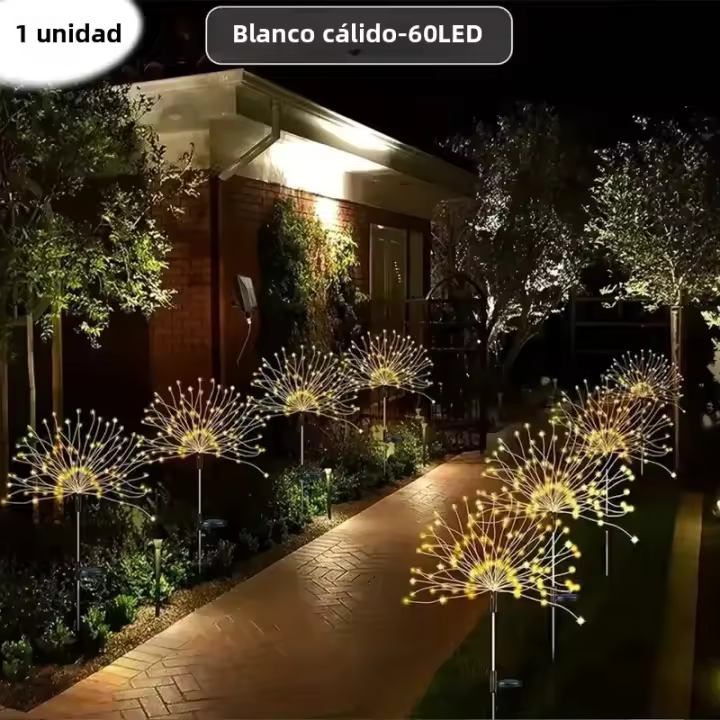 Luz Solar De Fuegos Artificiales LED Exterior Impermeable Con 8 Modos De Iluminación Decoración Festiva De Estrella DIY Luz Fairy Para Jardín - 1