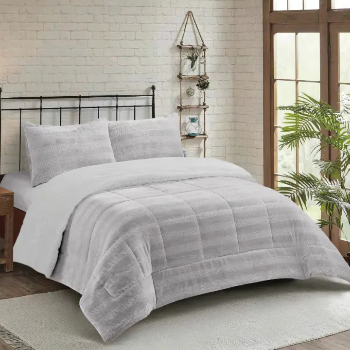 Vivid Torral - Edredón Borrego Lurex Gris Deluxe Tacto Terciopelo/Sedalina + Fundas De Cojines* - 1
