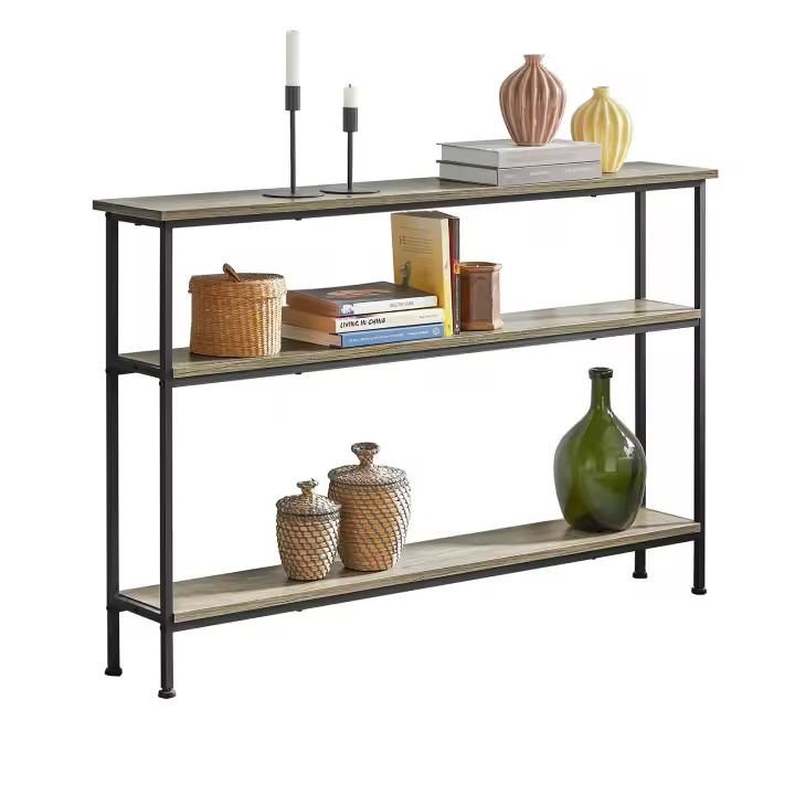 SoBuy FSB49-PZ Mesa de Entrada Recibidor Mesa de Consola con 3 Niveles Estructura de Metal, Estilo Industrial 120 x 77 x 20 cm ES - 1