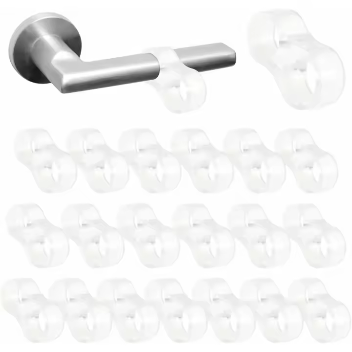 Topes de puerta set de 20,Protector Puerta Casa,Topes de Manillas para puertas y ventanas,Apto para todo tipo de tiradores en el baño la cocina o la oficina,Protector de ventana y puerta,Transparente - 1