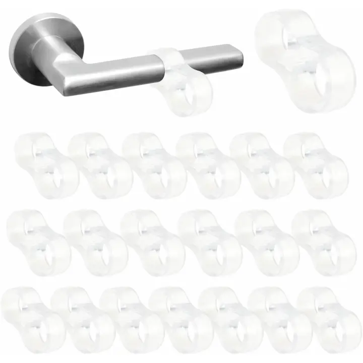 Topes de puerta set de 20,Protector Puerta Casa,Topes de Manillas para puertas y ventanas,Apto para todo tipo de tiradores en el baño la cocina o la oficina,Protector de ventana y puerta,Transparente - 1