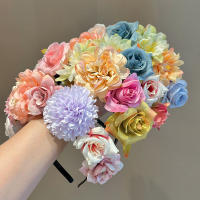 Diadema De Flores Coloridas Para Niñas Adorno De Cabello Simulación De Flor Corona De Novia Para Boda Accesorio Para Mujer - details 5
