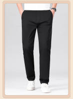 Pantalones Casuales Para Hombre De Algodón Puro Cintura Elástica Estilo Clásico Color Sólido Negra Caqui Gris Pantalones Rectos Para Negocios Cuatro Estaciones - details 16