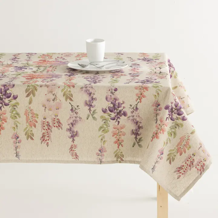 MINT DECO - Mantel lino antimanchas estampado Viola Multicolor - 1