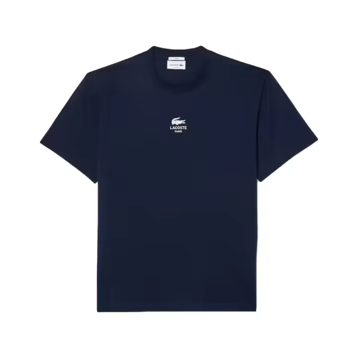 Camiseta Azul Marino Lacoste con Estampado Exclusivo y Corte Fluido - 1