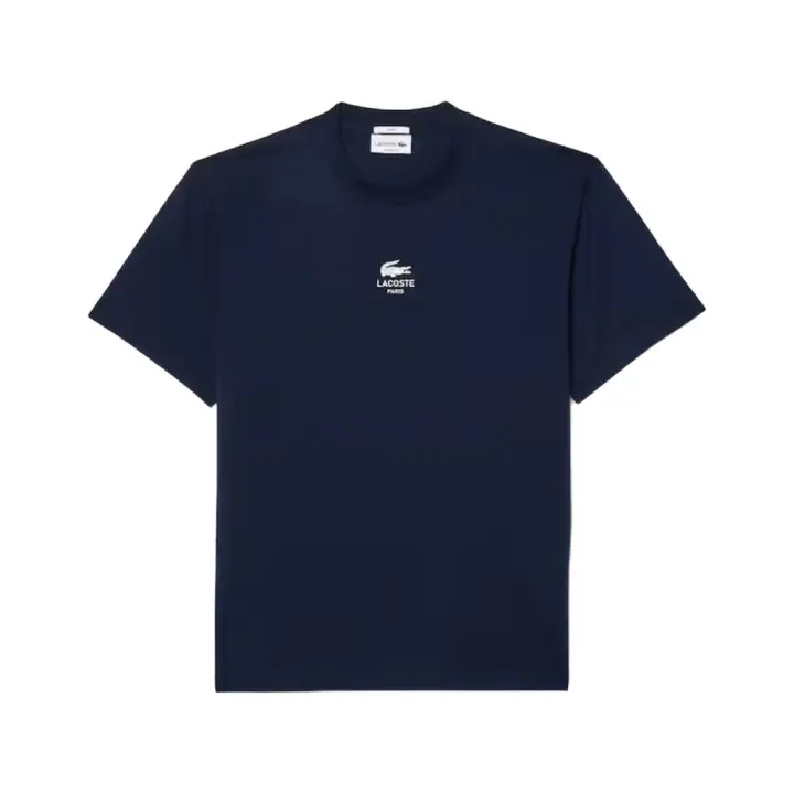 Camiseta Azul Marino Lacoste con Estampado Exclusivo y Corte Fluido - 1