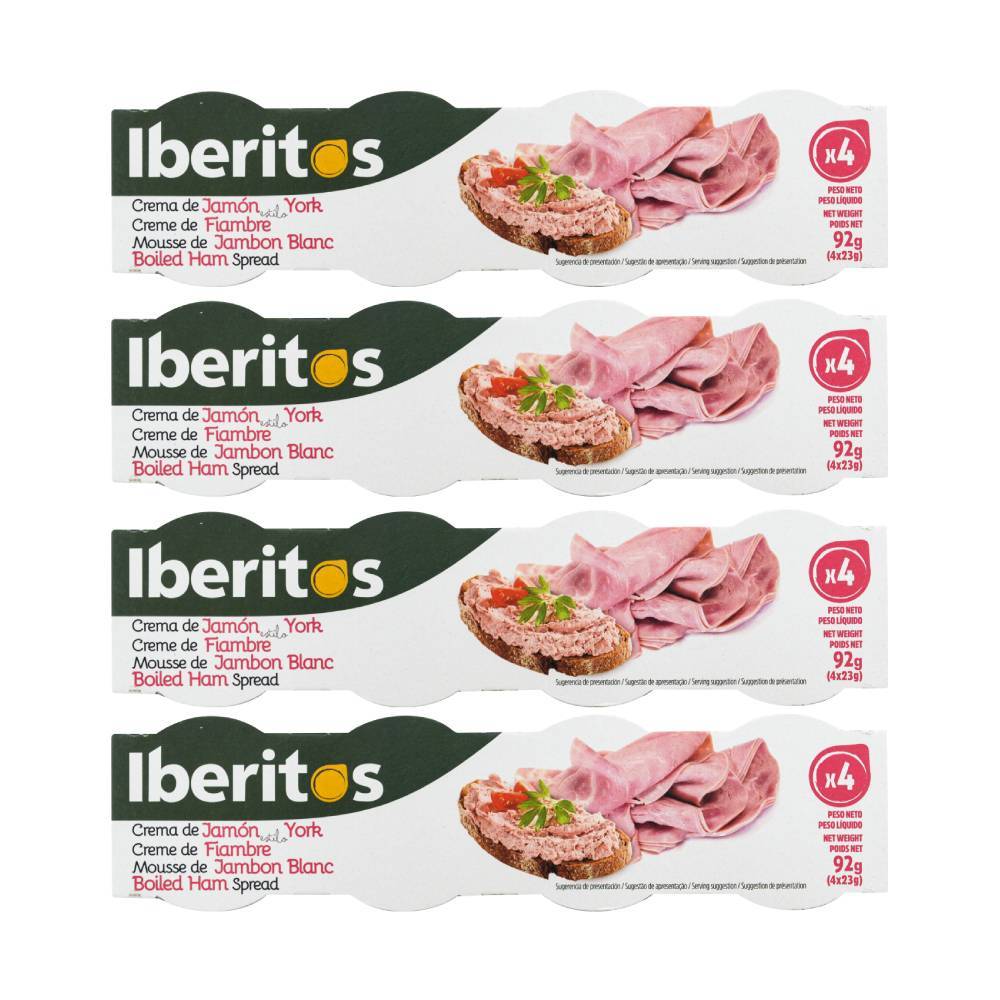Crema de jamón York con queso Iberitos 4x23 g pack de 4
