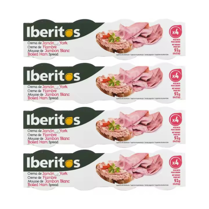 Crema de jamón York con queso Iberitos 4x23 g pack de 4 - 1