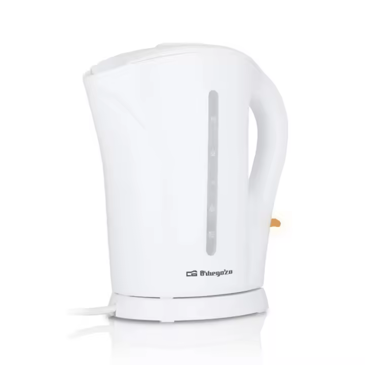 Orbegozo hervidora de agua KT 6003, 1,7 litros de capacidad, filtro extraíble, base con recogecables, asa de tacto frío, libre de BPA, 2200 W - 1