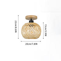 Lámpara De Techo Retro Hecha De Bambú Tejido Para Pasillo Sala De Estar E27 Decorativa Instalación Superficial Luz Diaria - details 1