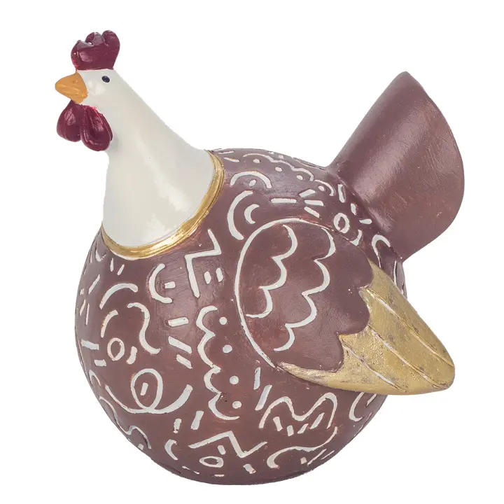 CAPRILO REGALOS & DECORACIÓN Figura Decorativa Rústica de Resina "Gallina Alas Doradas". Adornos y Esculturas. Animales. Regalos Originales. Decoración Hogar. 9 x 8 x 10,50 cm. - 1