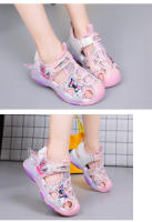 Sandalias LED Disney Frozen Elsa Para Niñas Verano Deportivas Playa Rosa Morada Zapatos Brillantes Suaves Tallas 25-30 Cierre Con Hebilla Material Superior Fabricado - details 8