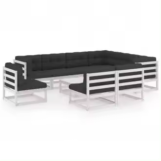 VIDAXL 3076840 conjunto de muebles fabricados en madera de pino con cojines color antracita vida xl - 1