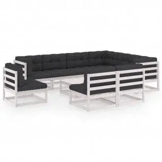VIDAXL 3076840 conjunto de muebles fabricados en madera de pino con cojines color antracita vida xl - 1