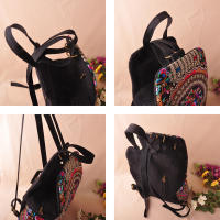 Mochila De Lona Para Mujer Diseño Artístico Vintage Con Bordado Floral Gran Capacidad Para Escuela Y Viajes Bolsa De Hombro - details 10