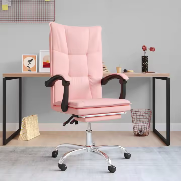 vidaXL Silla de oficina reclinable cuero sintético en color Rosa/Negro | cómodas modernas ergonómicas para comedor cocina salón hogar - 1