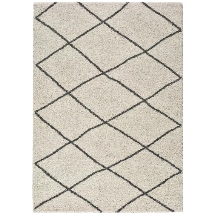 ATTICGO Alfombra de Interior Estilo Geométrico en Blanco - Atlas 8633 | 60X120, 80X150, 133X190, 160X230 cm - 1