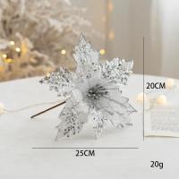 Flores Artificiales De Navidad Con Brillo Decoración Colgante Para Árbol De Navidad Regalo De Año Nuevo Adornos De Casa - details 7