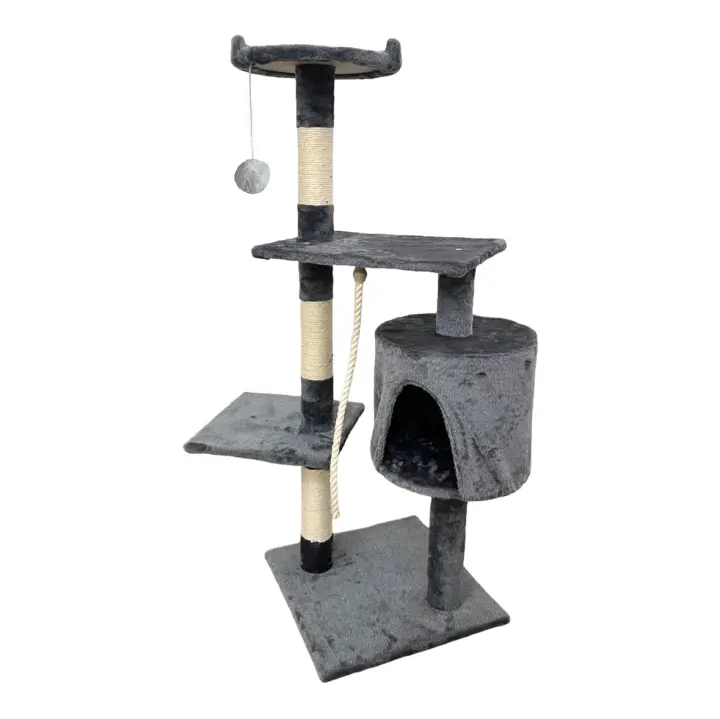 COTTECOTA-Árbol rascador para Gatos Altura 115*40cm Árbol para Gatos Gris Torre Arbol de Escalada de Múltiples Niveles con Cueva Espaciosa Postes Rascadores de Sisal CT - 1