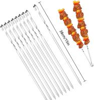 Brochetas de kebab, 20 piezas, brochetas de Maple inoxidable para barbacoa, 38 cm, brochetas reutilizables para shish kabob, herramientas de Parrilla Aptas lavajillas para Barbacoas al Aire Libre, Familia - details 1