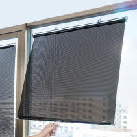 Cortina De Rollo Universal Para Ventanas Negro Antirreflejo 70-90% Bloqueo De Luz Para Coche Dormitorio Cocina Oficina Sin Perforaciones - details 1