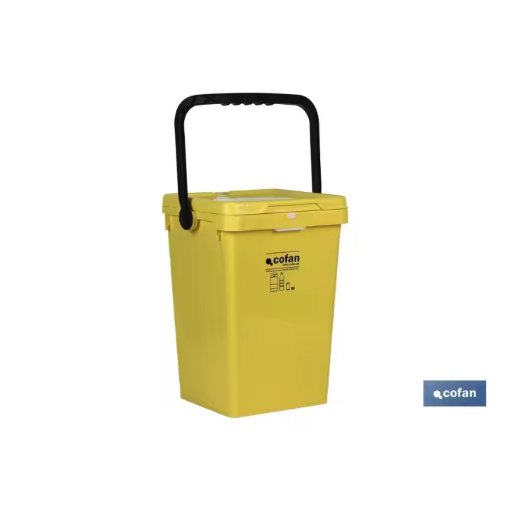 Contenedor Amarillo Cofan para Plásticos y Latas; Ahorra Espacio; Resistente Al Impacto - 1