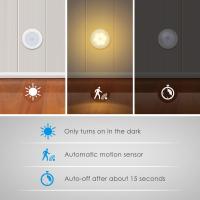 Luz de detección de Movimiento, Luz Nocturna LED inalámbrica con Pilas, Luz de Gabinete para pegarse en Quier Lugar, Luz de Escalera, Luz de disco para pasillo, baño, dormitorio, cocina (Blanco-Luz Blanca Cálida-Paquete de 6) - details 0