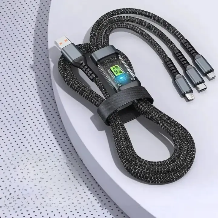 ZC Cable De Carga Rápida 3 En 1 100W 5A USB a Tipo C Micro Para iPhone 16 15 14 Samsung Xiaomi OPPO VIVO Cable Móvil De Alta Velocidad - 1
