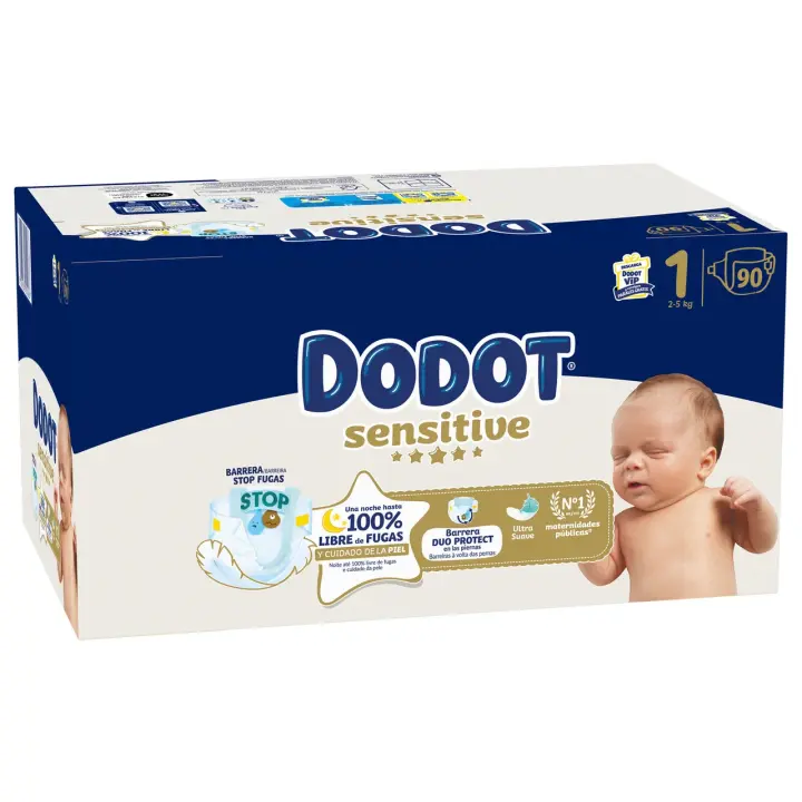 Dodot Pañales Bebé Sensitive Talla 1, 90 Pañales, [diapersNappyWeight], Nuestro n1 en Protección de la Piel - 1