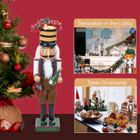 Nutcrackador De Madera 38CM Figura De Soldado Rey De Pan De Jazmín Decoración De Navidad Juguetes De Marioneta De Soldado De Madera - details 4